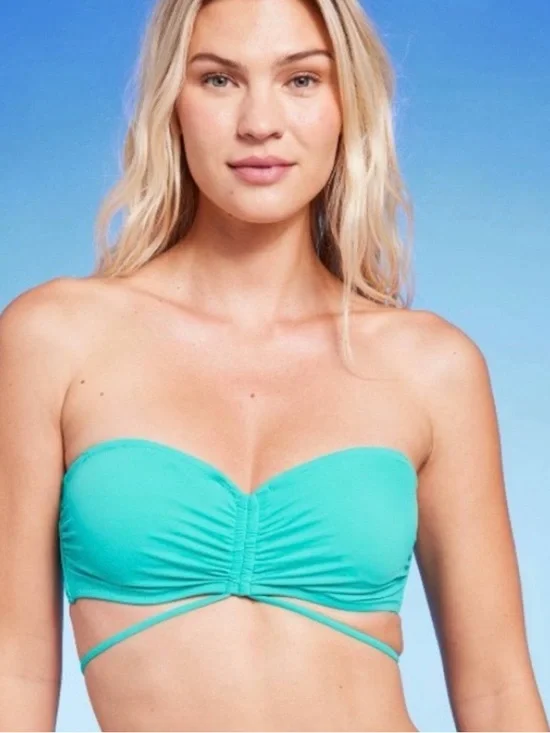 Shade & Shore Strappy Bandeau Top w/ adj straps & Ruffle Print Bottom - NWT - Picture 4 of 8